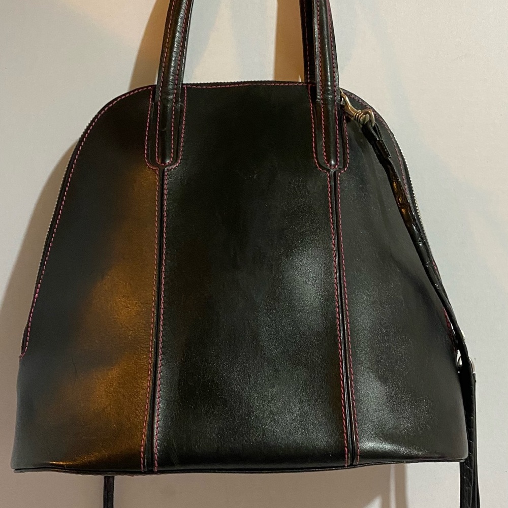 Lancel black black leather satchel handbag